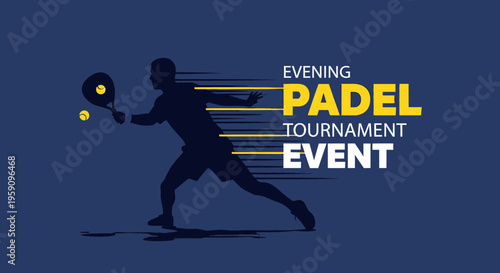 Evening Padel Tournament Event Featuring Dynamic Silhouette and Vibrant Design