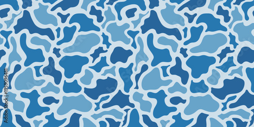 Vector duck hunting camouflage seamless pattern. Old school camo. Blue ocean camo.