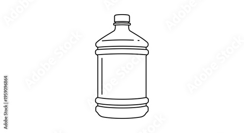 Simple Line Drawing of a Large Plastic Water Bottle