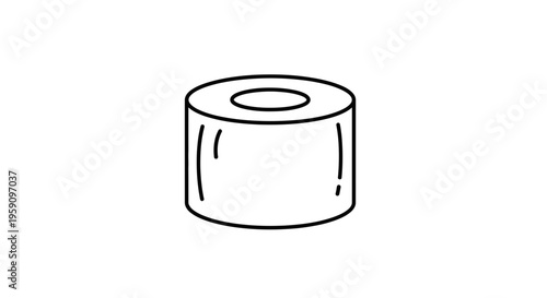 Simple Line Drawing of a Roll of Tape