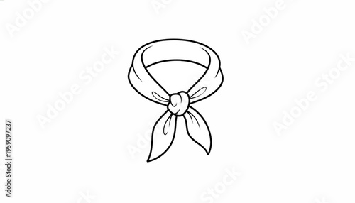 Simple Line Drawing of a Tied Bandana or Scarf