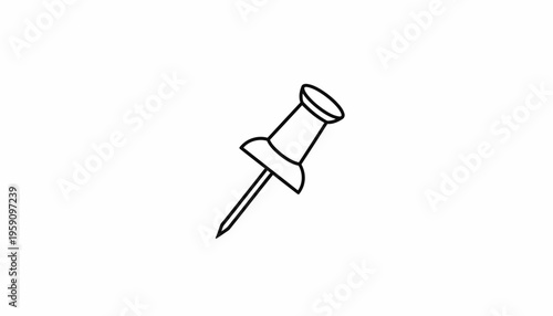 Simple Line Drawing of a Thumbtack Pushed into a Surface