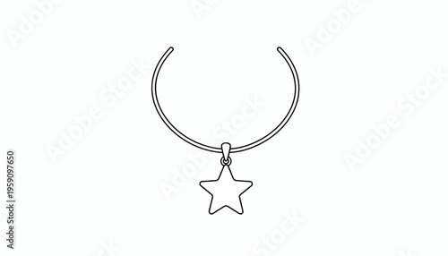 Simple Line Art Necklace with Star Pendant