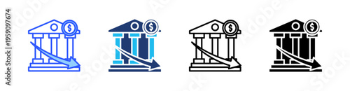 Bankruptcy Multi Style Icon Set Vector 