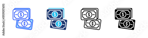 Money Multi Style Icon Set Vector 