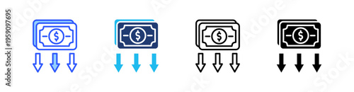 Recession Multi Style Icon Set Vector 