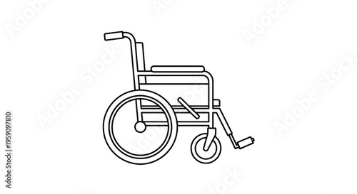 Simple Line Art Wheelchair Icon, Mobility Aid, Medical Equipment, Disability Symbol