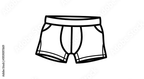 Simple Line Drawing Icon of Men's Boxer Briefs Underwear