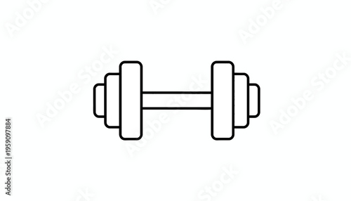 Simple Line Art Dumbbell Icon, Fitness Equipment, Weight Training, Gym Workout Symbol