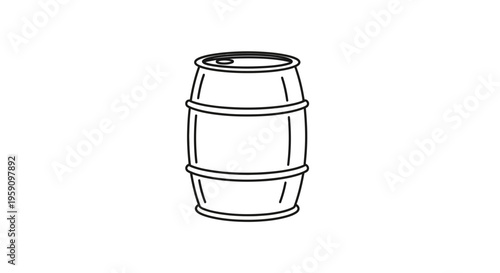 Simple Line Drawing of a Barrel, Industrial Container Icon