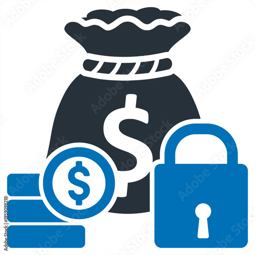 Loan concept in blue filled color