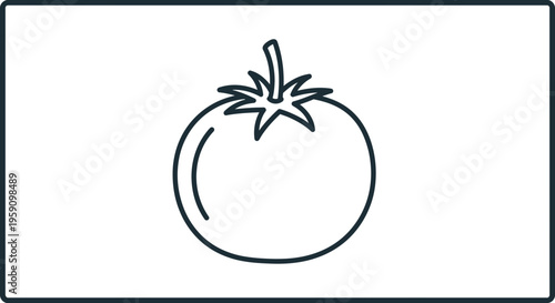 Simple Line Art Icon of a Fresh Tomato, Healthy Food Concept