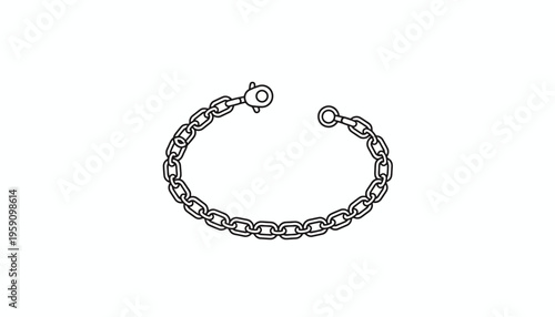 Silver Chain Bracelet with Clasp and Ring, Jewelry Design Element