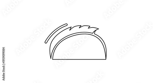 Simple black and white outline icon of a taco, minimalist food graphic