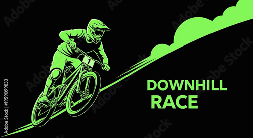 Extreme Downhill Mountain Biking Rider Speeding Fast