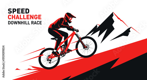 Extreme Downhill Mountain Biking Speed Challenge Dynamic Action Graphic