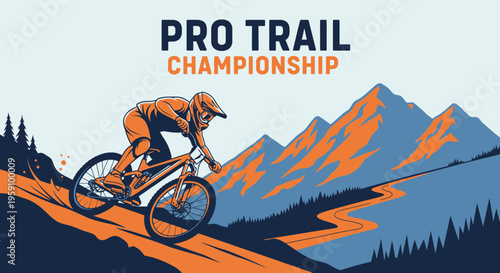 Extreme Mountain Bike Rider Tackling Challenging Pro Trail Championship