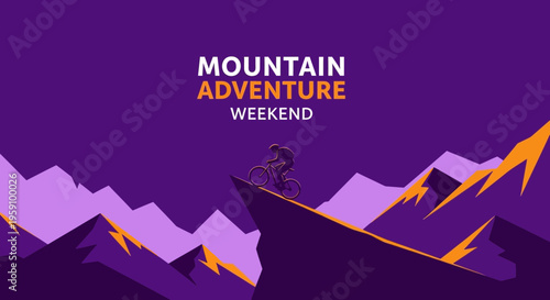 Extreme Mountain Bike Rider On Cliff Edge Adventure