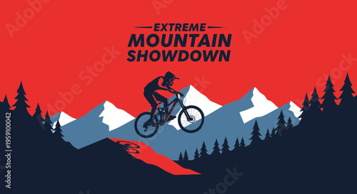 Extreme Mountain Bike Showdown Action Silhouette
