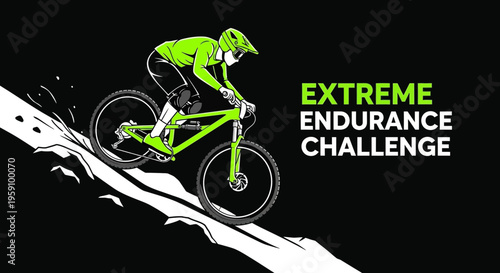 Extreme Mountain Biker on a Steep Descent Adventure