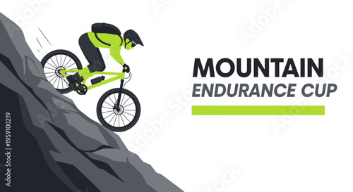 Extreme Mountain Biking Endurance Race Adventure Sport Illustration