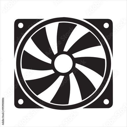 Computer fan icon silhouette on white background