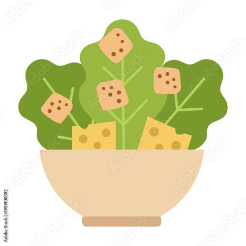 Caesar Salad Bowl with Croutons Classic Dressing Fresh Healthy Gourmet Meal Concept