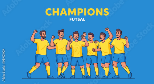 Futsal Champions Celebrating Team Victory Joyful Athletes Cheering Success