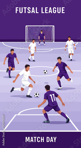 Futsal League Match Day Action Intense Indoor Soccer Game Competition