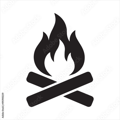 bonfire icon silhouette vector art illustration on white background