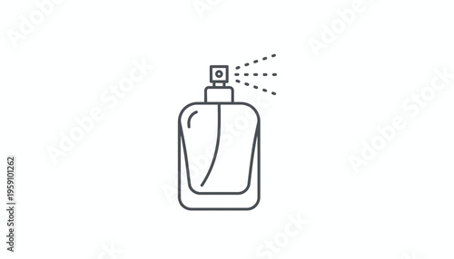 Perfume Bottle Spraying Fragrance Mist - Minimalist Line Art Icon