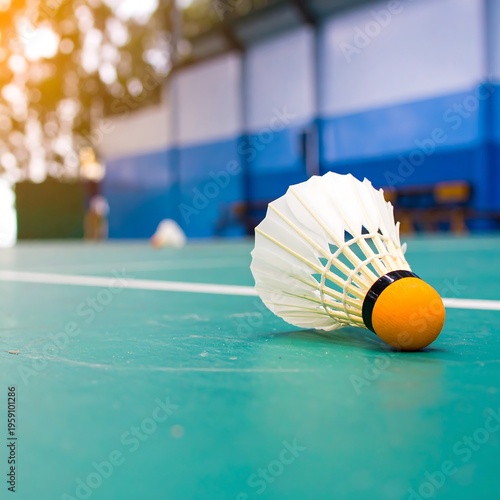 Badminton shuttlecock on court (1)