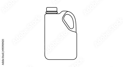 Plastic Jerrycan Icon, Container for Liquids, Fuel, Chemicals, Water - Outline Vector