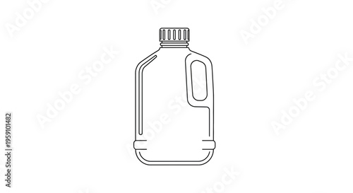 Plastic Jug Outline Icon with Handle and Cap - Simple Vector Illustration