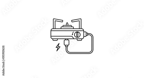 Portable Camping Stove with Electric Ignition and Flame Icon