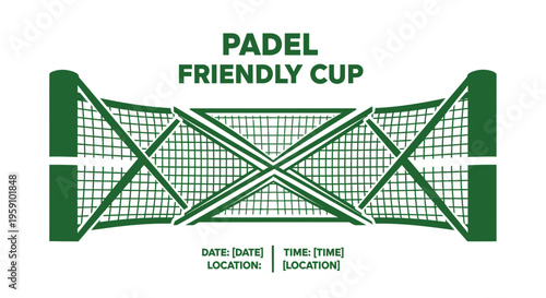 Graphic Design For A Padel Friendly Tournament, Sporty Emblem, Green on White Style