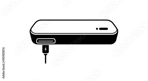 Portable Power Bank Charging Device Icon, Electronic Gadget Symbol, Vector Illustration