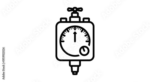 Pressure gauge icon, industrial equipment, measurement tool, control valve, engineering symbol