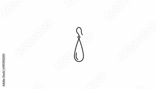 Minimalist Teardrop Earring Icon, Simple Line Art Jewelry Symbol