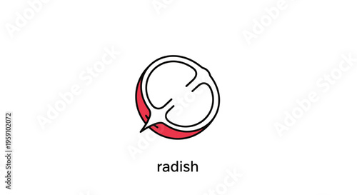 Radish Cut in Half, Showing Interior Texture and Color, Isolated on White Background