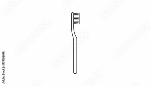 Minimalist Toothbrush Icon, Simple Line Art, Dental Hygiene, Oral Care, Isolated White Background