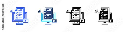 Online Test Multi Style Icon Set Vector 