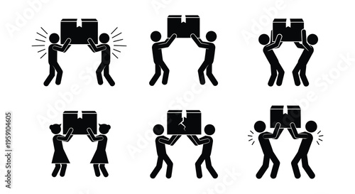 Various black and white shipping and handling symbols for packaging