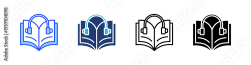 Listening Multi Style Icon Set Vector 