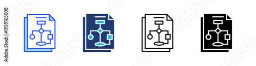 Algorithms Multi Style Icon Set Vector 