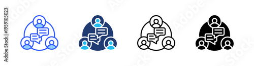People Communication Multi Style Icon Set Vector 