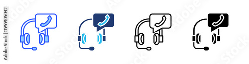 Telemarketing Multi Style Icon Set Vector 