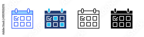 Calendar Multi Style Icon Set Vector 