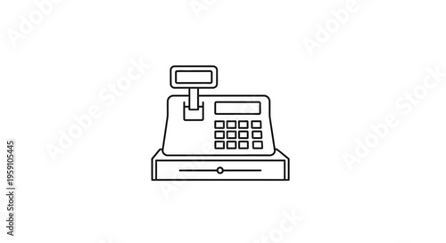 Cash Register Icon: Vintage Style, Business and Retail Symbol