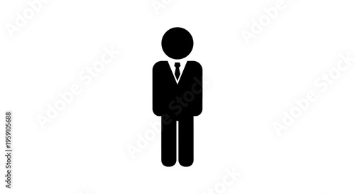 A 3D businessman character standing in front of his own head on a clean white background representing identity and success